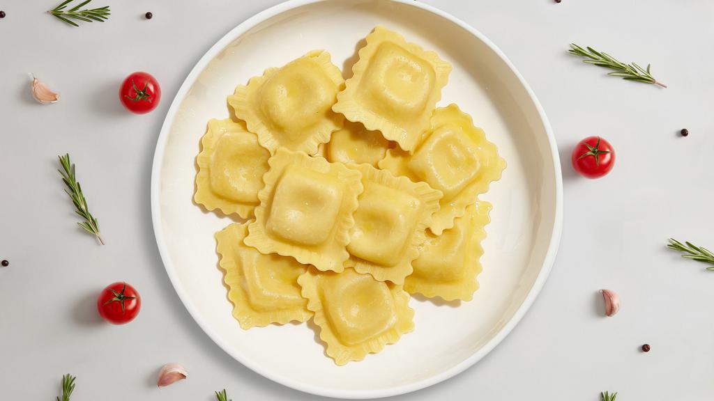 Your Ravioli · Fresh gluten-free ravioli cooked with your choice of sauce and toppings!