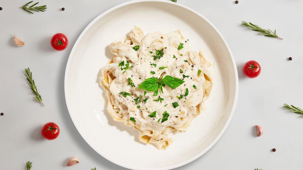 Always Alfredo Pasta (Fettuccine) · Gluten-free fettuccine pasta cooked in creamy white sauce topped with parmesan.