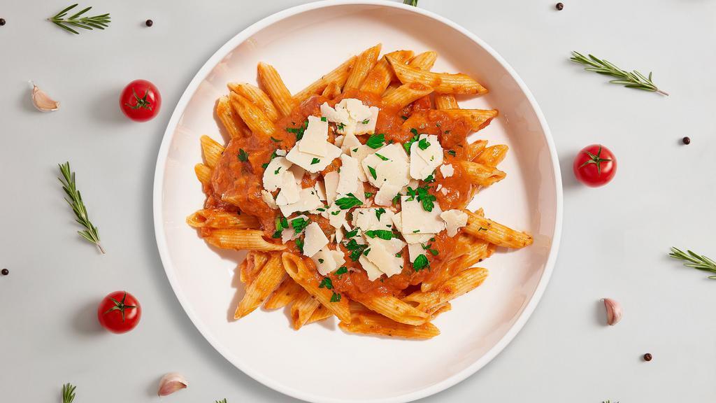Drunk On Vodka Pasta (Penne) · Creamy tomato and white sauce blend cooked with gluten-free penne.