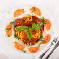 Spaghetti & Meatballs · Fresh tomato sauce, homemade all beef meatballs