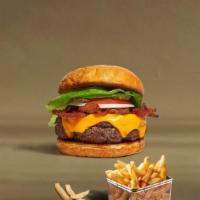 Baconator Burger  · American beef patty topped with melted cheese, layers of crispy bacon, lettuce, tomato, onio...