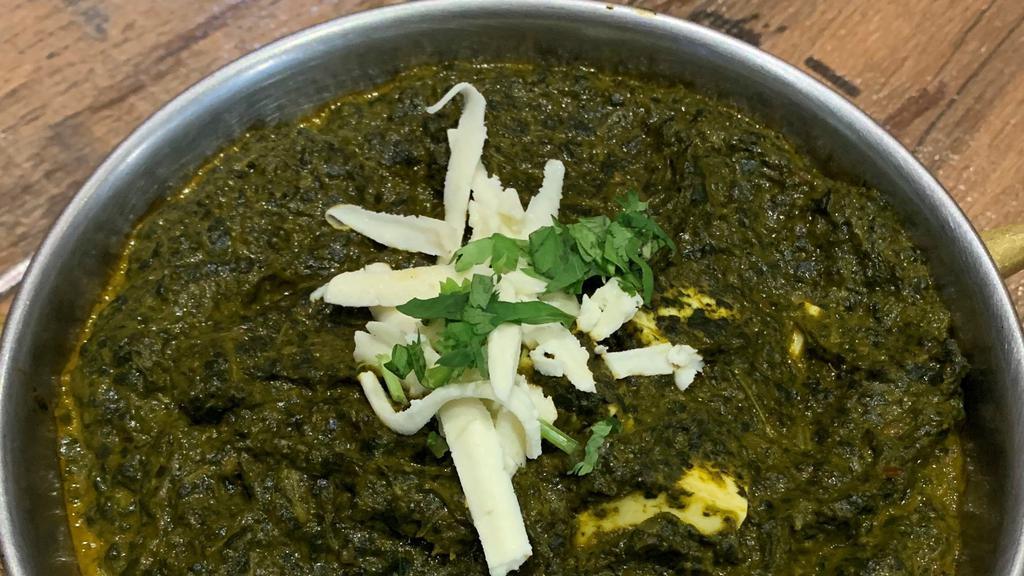 Palak Paneer · Gluten-Free. fresh spinach & cottage cheese cooked with onions, ginger, garlic & cilantro.