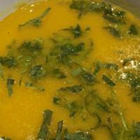 Mulligatawny Soup · Vegan, Gluten-Free. Mild lentil and rice soup seasoned with turmeric and cilantro.