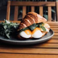 Egg Sandwich · Sharp cheddar, scrambled egg, arugula, 
dijon mustard & aioli on a brioche bun.