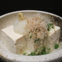 Hiya Yakko · Cold Tofu with Bonito Flakes, Grated Ginger, and Scallion