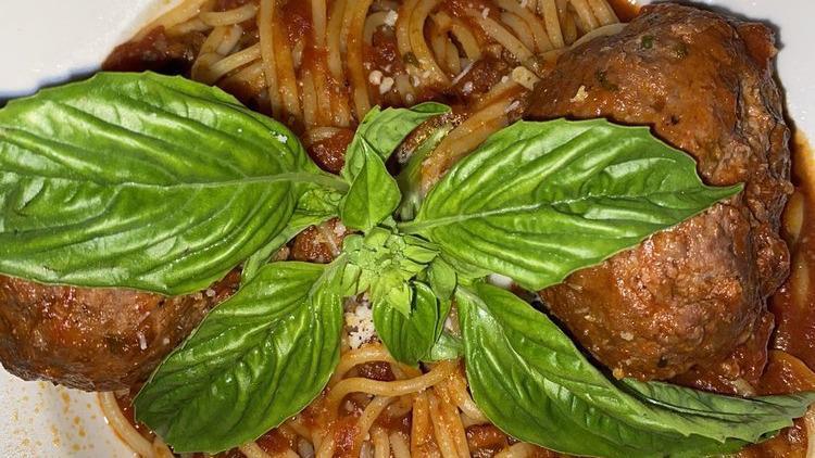 Spaghetti & Braised Meatballs · Pomodoro & parmesan.