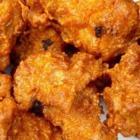 Buffalo Wings (6) · Your choice of mild, hot or BBQ style. Served with bleu cheese.