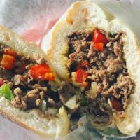Philly Cheesesteak · Shell steak, peppers, onions, mushrooms, Provolone cheese.