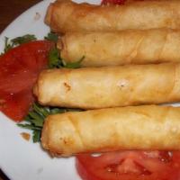 Cigar Rolls · Pan fried phyllo dough stuffed with feta cheese and parsley.