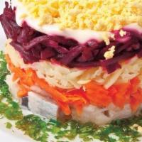 Dressed Herring Salad · Dressed herring is a typical salad from the Soviet era. This salad is one of the main dishes...