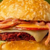 Root Burger · Our signature beet burger, vegan swiss, watercress, pickled onion, GRK sauce (Vegan). Subs -...