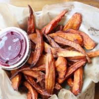 Root Fries · Comes with beet ketchup (Vegan, Gluten-Free)