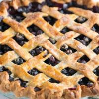 Blueberry Pie · Blueberry pie with warm spices, lemon and a lattice crust.