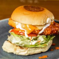 Buffalo Chicken Sandwich · Iceberg, tomato, white onions, blue cheese dressing and provolone cheese.