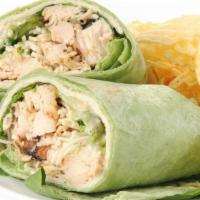 Caesar Chicken Wrap · Fresh grilled chicken, crisp lettuce, croutons, grated parmesan and a caesar salad in a fres...