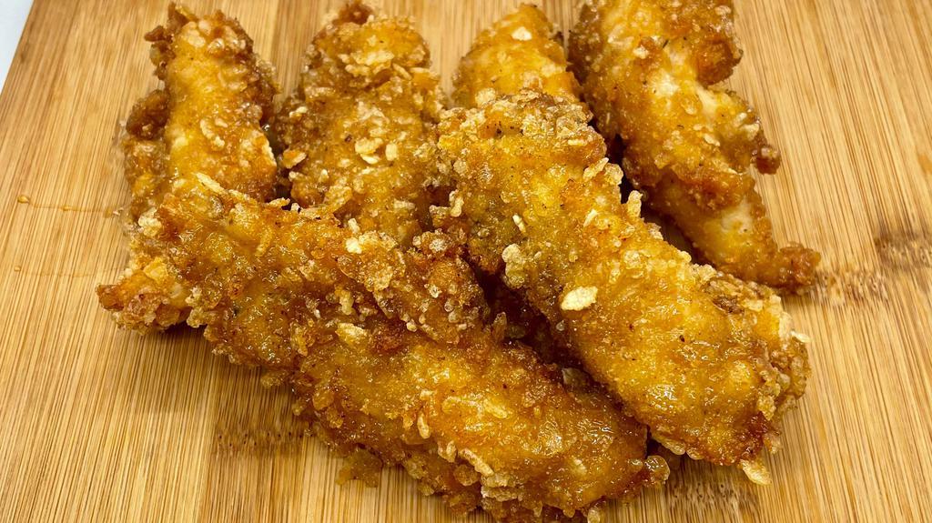 Rice Crispy Fingers · Chicken Tenders  coated in rice crispy with  a sweet glaze