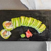 Dragon Roll · Spicy Tuna & Cucumber, topped with Avocado.