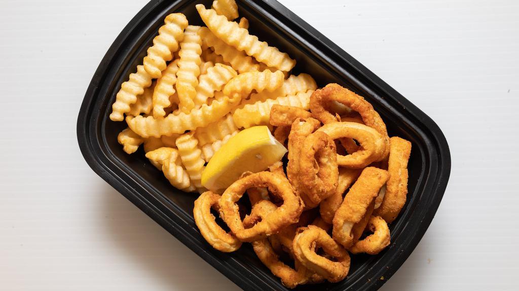 Fried Calamari (10 Oz)   · served with choice of french fries or tater tots