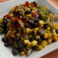Flame Roasted Corn & Black Beans · Sautéed flame roasted corn and black bean blend with red and green peppers, onion, and green...