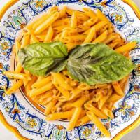 Penne Alla Vodka · Penne with shallots in vodka cream sauce.