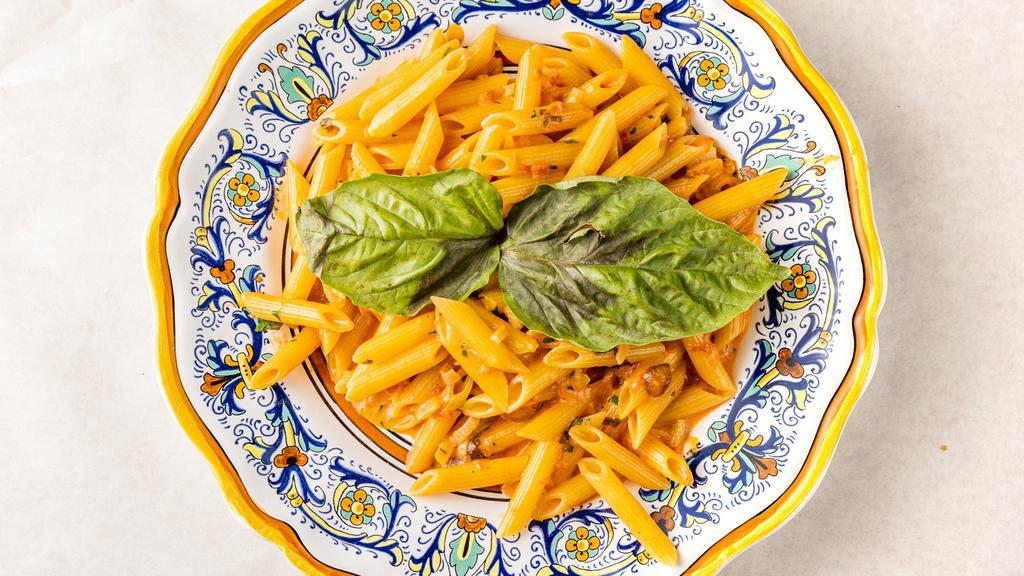 Penne Alla Vodka · Penne with shallots in vodka cream sauce.