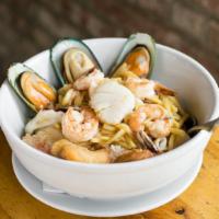 Seafood Rice Bowl · Scallop, shrimp, squid, mussel, bamboo shoot, scallion, mushroom, and Thai gravy sauce. Serv...