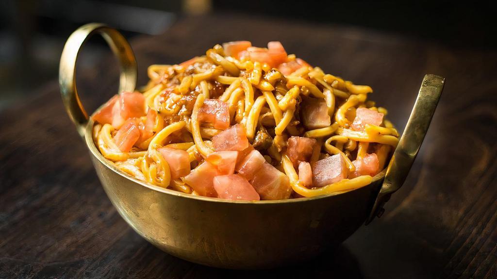 Spicy Lo Mein · Pork and chili with egg noodles.