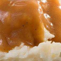 Real Mashed Potatoes · With gravy.