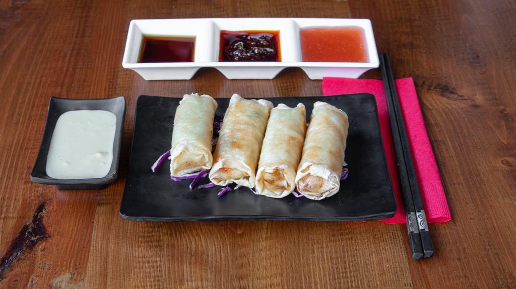 Minced Steak Spring Rolls ( 炸牛春卷) · A mix of beef,, scallion within spring roll shell 3 pieces.