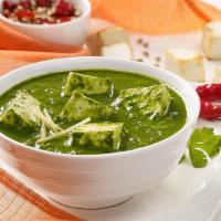 Palak Paneer · Cottage cheese and paneer cooked in a thick paste of spinach and seasoned with garam masala,...