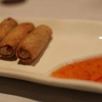 Thai Spring Roll · Glass noodle and mixed vegetable. Sweet chili sauce.