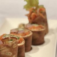 Duck Roll · Roast duck, scallion, cucumber, carrot and ginger wrapped in a thin fresh crepe. French must...
