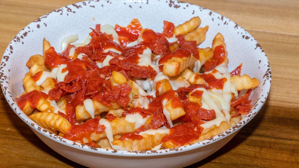 Pepperoni Fries · Melted mozzarella cheese, pepperonis.