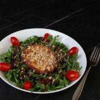 Goat Cheese Salad · Baby arugula, walnut, apple slices, cranberry tossed with balsamic dressing, extra virgin ol...