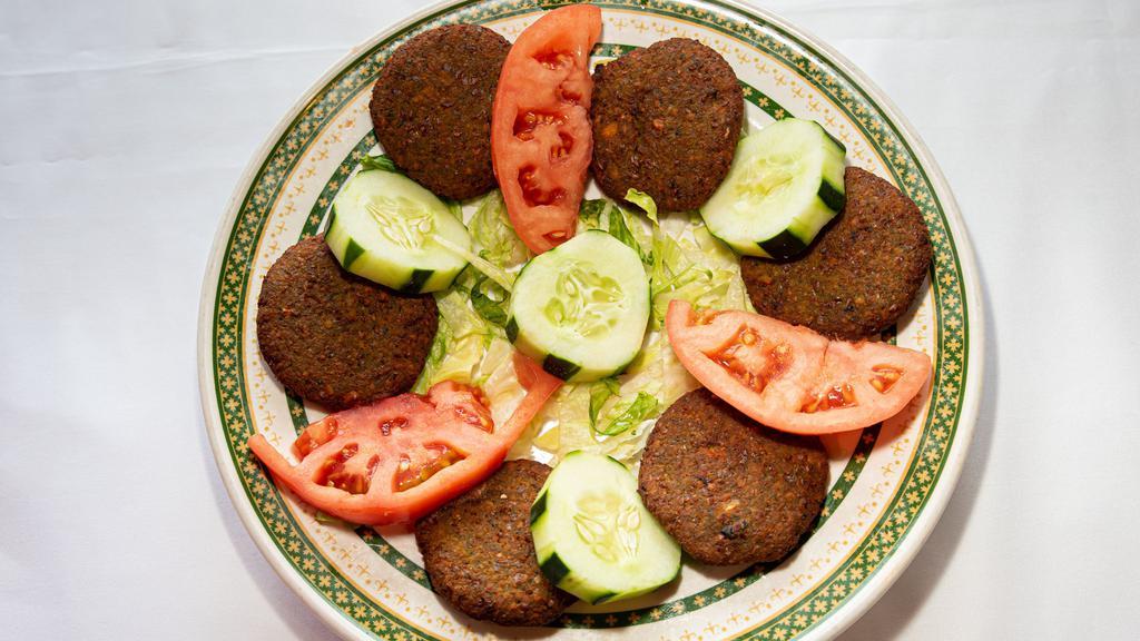 Falafel · Lightly fried chickpea patties. served with tahini sauce. vegan.