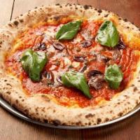 Napoli Pizza · tomato, castelvetrano olives,. anchovies, garlic, basil, oregano