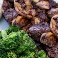 Steak Medallions With Mushrooms · Tender USDA steak medallions with crimini mushrooms and onions, topped with garlic butter. S...