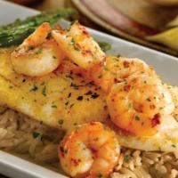 Grilled Tilapia & Shrimp · Garlic-seasoned tilapia topped with grilled shrimp and drizzled with garlic butter. Served o...