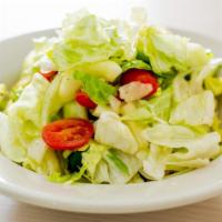 House Salad · Iceberg lettuce, cucumber, sweet onion, and cherry tomatoes tossed in a red wine vinaigrette...
