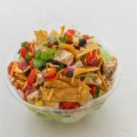 Tex-Mex · Romaine, Grilled Chicken, Tomato, Corn, Black Bean, Red Onion, Cilantro, Tortilla Strips, an...