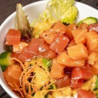 Harajuku Salad · salmon&tuna&mixed vegetable with house sauce.