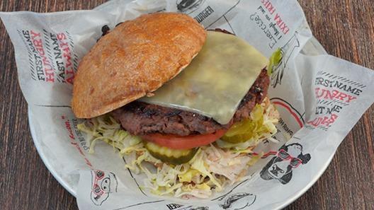 Beyond Burger · burger made from plants, topped with special sauce, vermont white cheddar, whole wheat bun, LTP