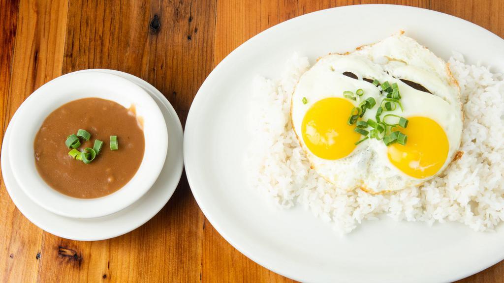 Loco Moco · The Local Favorite! Hamburger patty served over rice, topped with two eggs and brown gravy