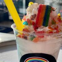 Rainbow Connection Shake · Fruity Pebbles &  Vanilla ice cream mixed into a shake