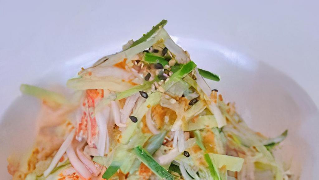 Kani Salad · cucumber  mixed with mayonnaise,caviar  and imitation crab meat.