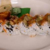 Lobster Tempura Roll · Lobster tempura with avocado, cucumber and caviar drizzled with eel sauce.  5 pcs