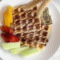 Belgian Waffles · With fresh fruits and nutella.