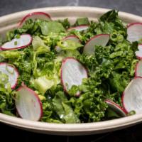 House Salad · Kale, romaine, radishes, and lemon-honey dressing. Gluten-Free, Dairy-Free, Soy-Free