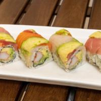 Rainbow Roll · California roll wrapped with assorted fish topped with special sauce