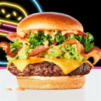 Club Burger · Burger, bacon, cheddar cheese, avocado, lettuce, tomato & Sriracha ranch dressing